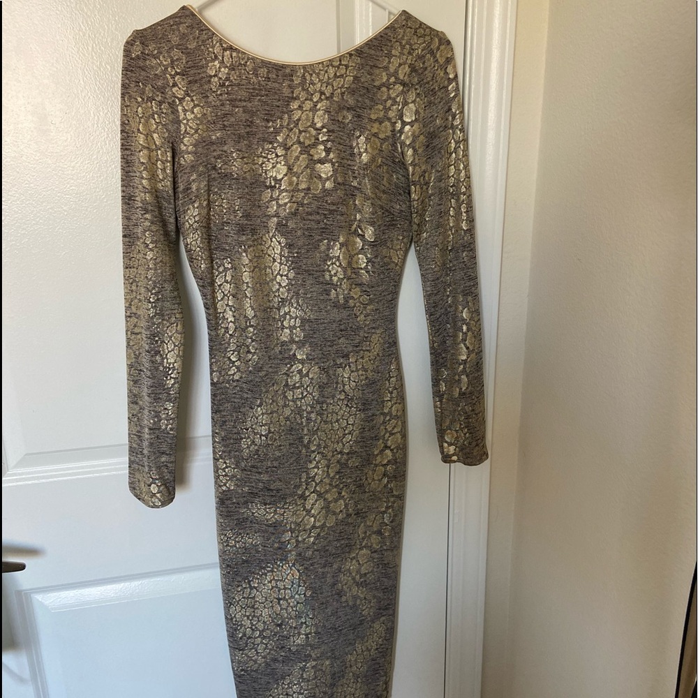 Gold Python Sequin Body Con Dress